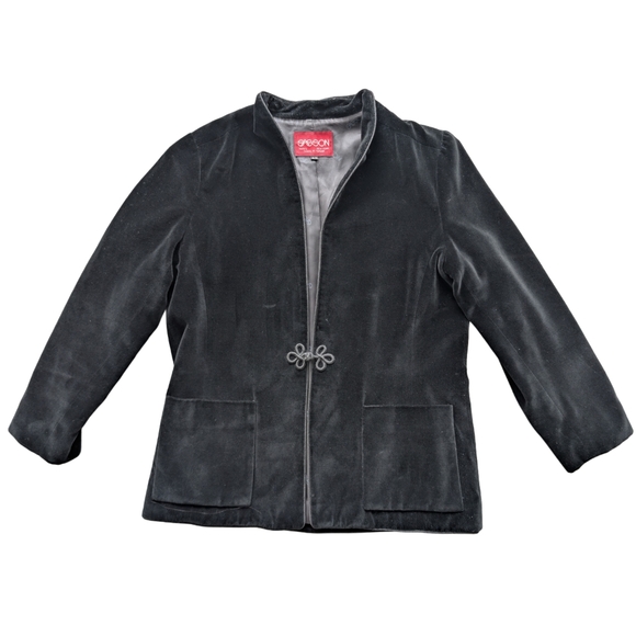Vintage Sasson Women's Size 8 Black Velvet Jacket Cotton Rayon - Picture 2 of 4